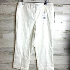Zac & Rachel women's 12 slim crop white geometric pattern cotton new with tag0